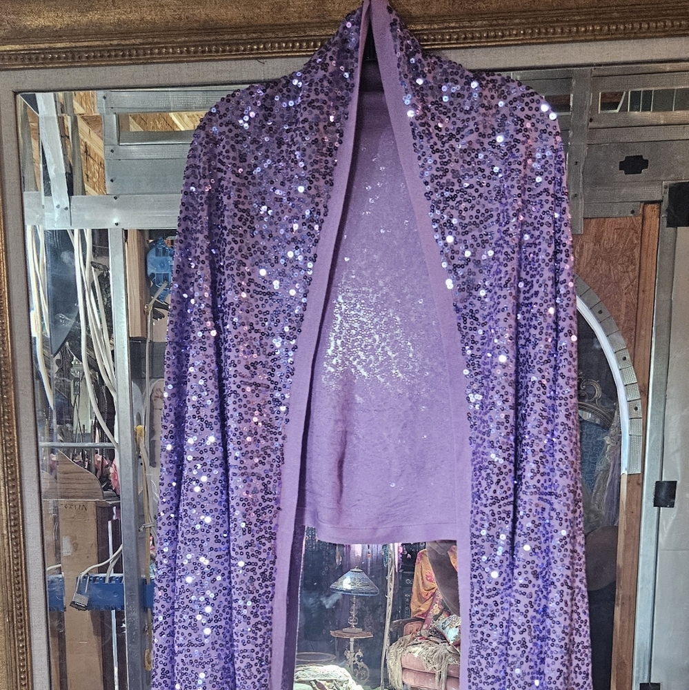 Purple Sequin Long Shawl